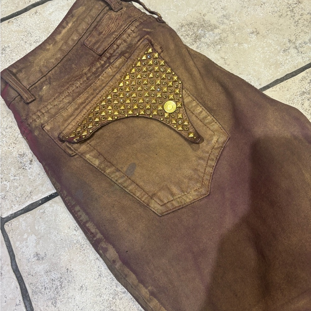 gold robin jeans with beautiful gold studs worn under 10 times